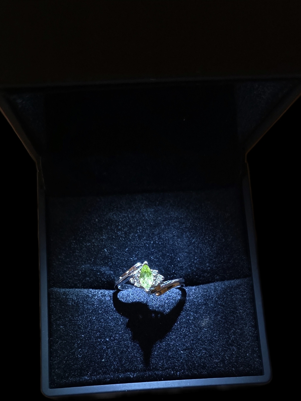Marquise Peridot 10k White Gold Ring